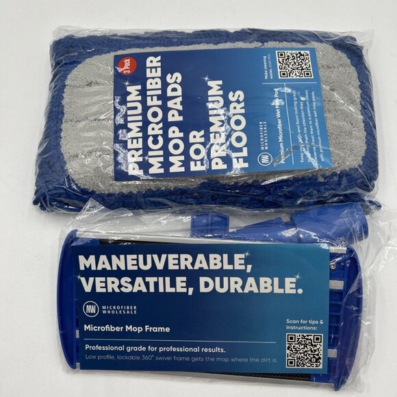 9" Mini Buff Pro Microfiber Mop Pads, 3-Pack Reusable Pads + Replacement Head - Picture 1 of 7